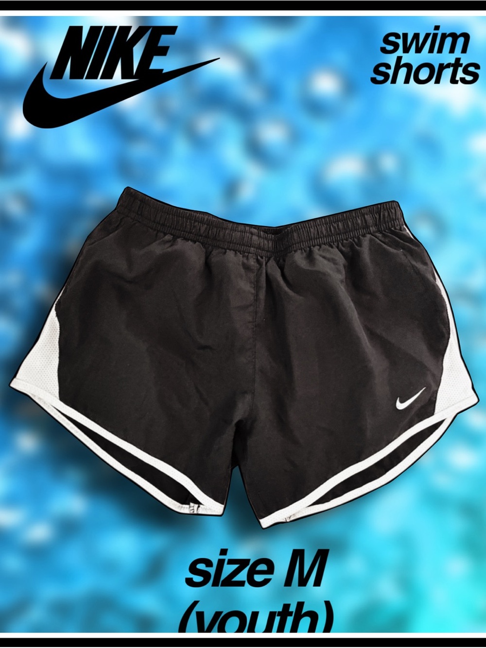 NIKE black and white SWIN SHORTS size M